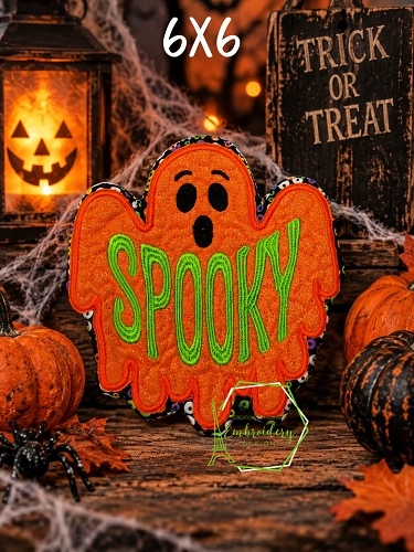 Spooky Ghost  2 Hot Pad Embroidery Design - 6x6